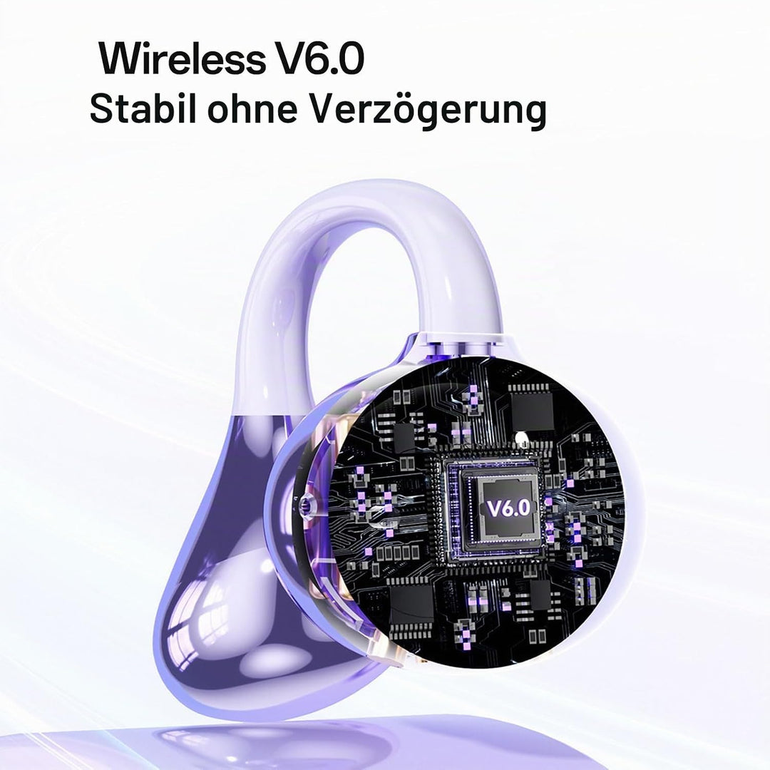 Open Ear Kopfhörer Bluetooth 6.0 Clip On Ohrhörer IPX5 für Sport | Wasserfes Sport Clip Kopfhörer, 8