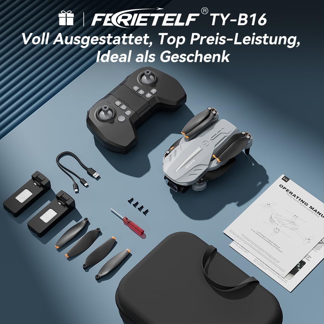 B16 GPS Drohne mit Kamera 4K für Erwachsene, Bürstenloser Motor, 5G FPV RC- Quadrocopter mit Auto Rü