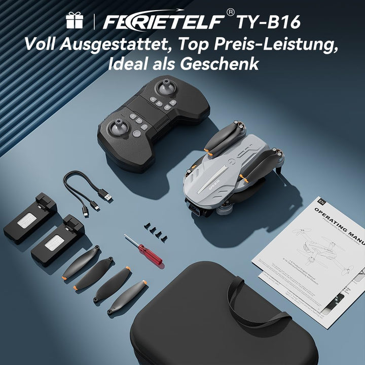 B16 GPS Drohne mit Kamera 4K für Erwachsene, Bürstenloser Motor, 5G FPV RC- Quadrocopter mit Auto Rü
