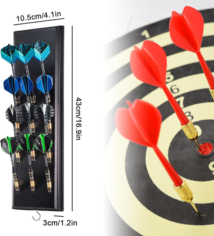 Dart Halter aus Holz für 12 Darts, Hochwertig Darthalter aus Holz, Praktische Dart Aufbewahrung, Wan
