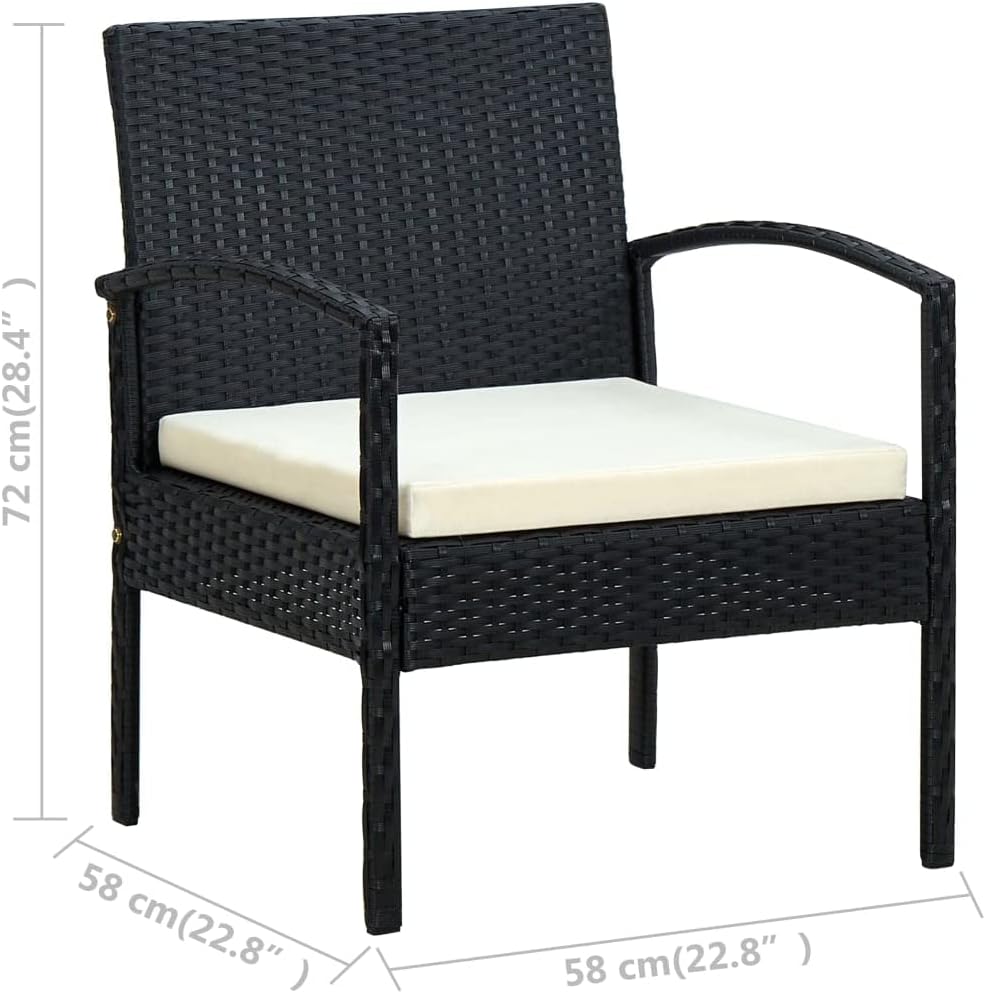 vidaXL Gartenstuhl mit Kissen Gartensessel Sessel Stuhl Rattansessel Rattanstuhl Gartenmöbel Balkons