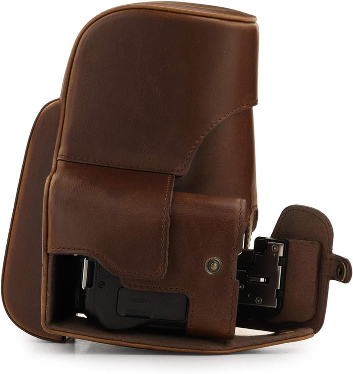 MegaGear Schutzhülle aus Kunstleder kompatibel mit Nikon Coolpix P950 - Dunkelbraun, MG1879, Dunkelb