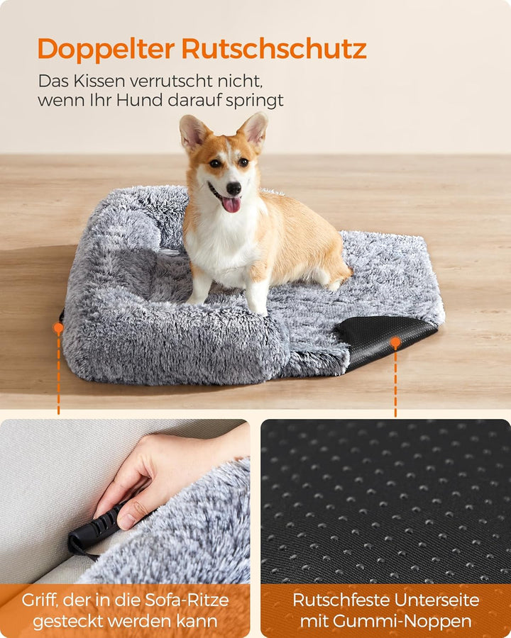 Feandrea FluffyHug Hundebett Plüsch, Hundedecke Sofa, Sofaschutz Hund, Hundekissen, Grösse L, für mi