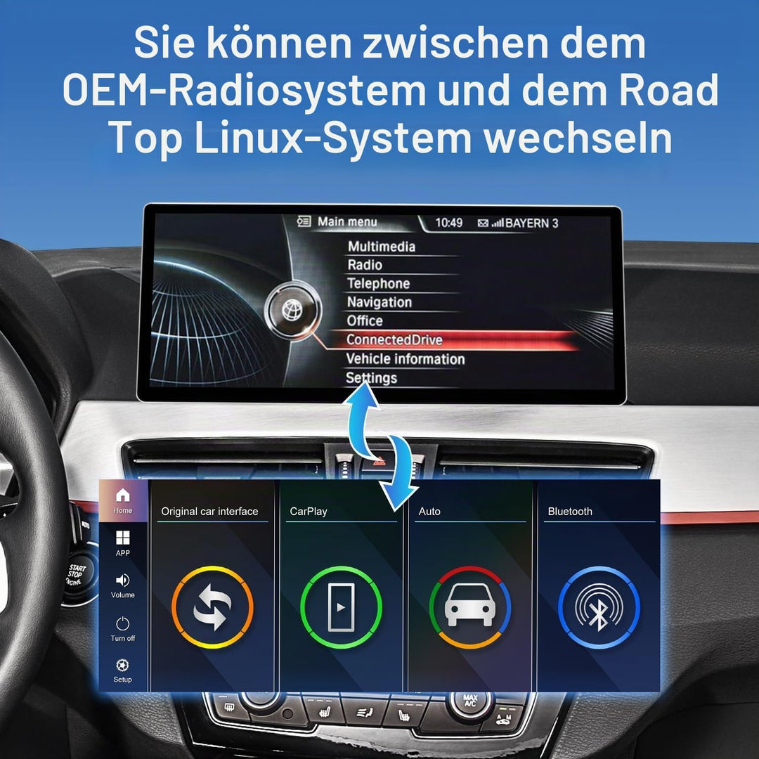Road Top 12,3 Zoll Ultraschmaler Autoradio Carplay für BMW X1 F48 mit NBT | 2015-2018 Jahr, Linux HD