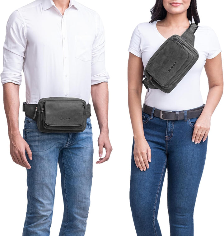 STILORD 'Boston' Gürteltasche Leder Vintage Bauchtasche Männer Frauen Hüfttasche für Kamera Jogging