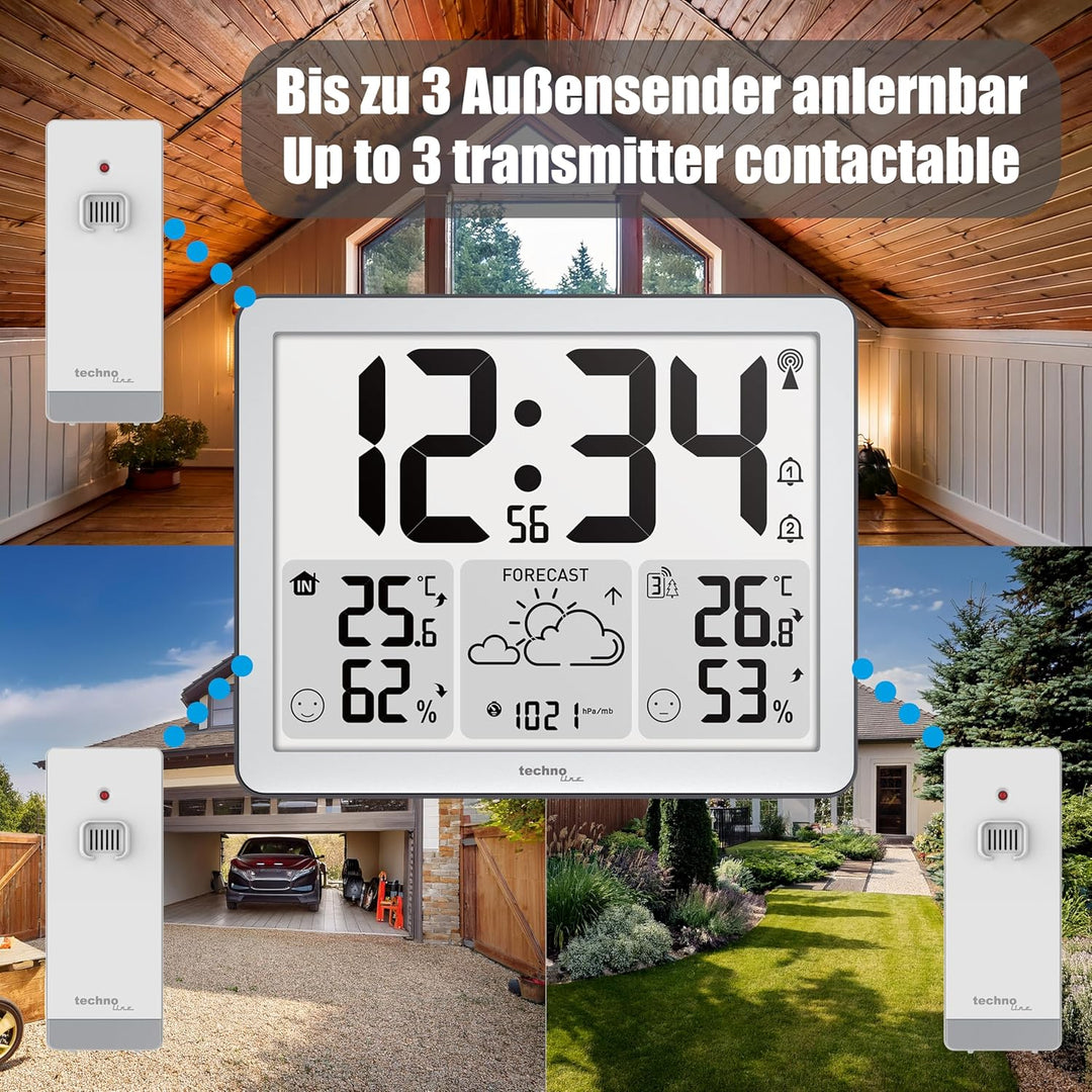 WS6780-2 in 1 Funkuhr und Funkwetterstation in einem, Innen- und Ausséntemperatur, Luftfeuchtigkeit,