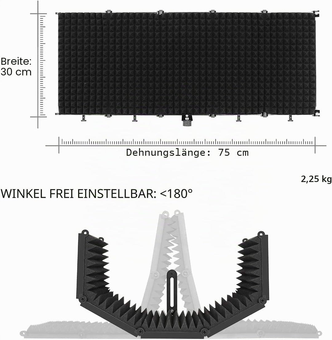 Faltbares Mikrofon-Isolationsschild Studioaufnahme Live-Übertragung 5-Panel-Popfilter Einstellbarer