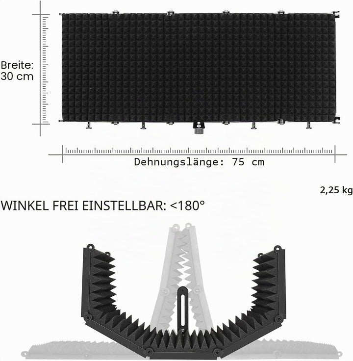 Faltbares Mikrofon-Isolationsschild Studioaufnahme Live-Übertragung 5-Panel-Popfilter Einstellbarer