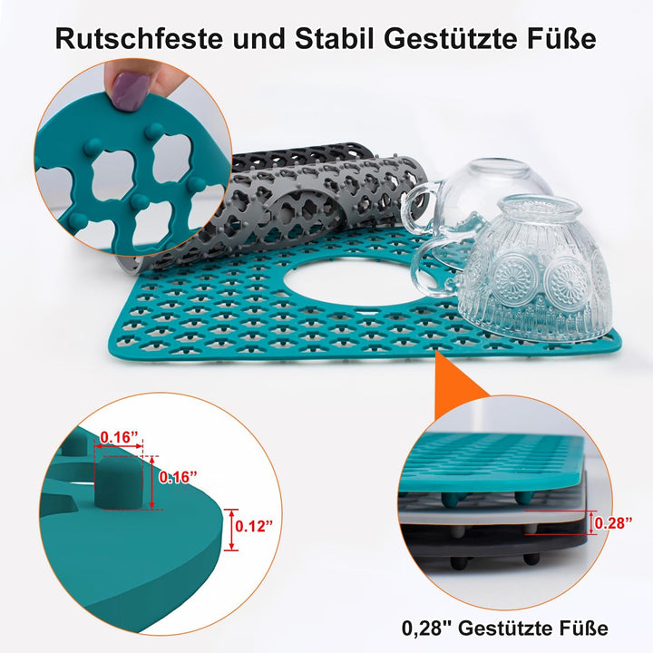 Silikon Spülbeckenmatte, Spülbeckeneinlage 34x29cm, 2 PCS Spülbeckenschutz Zusammenklappbar, Hitzebe