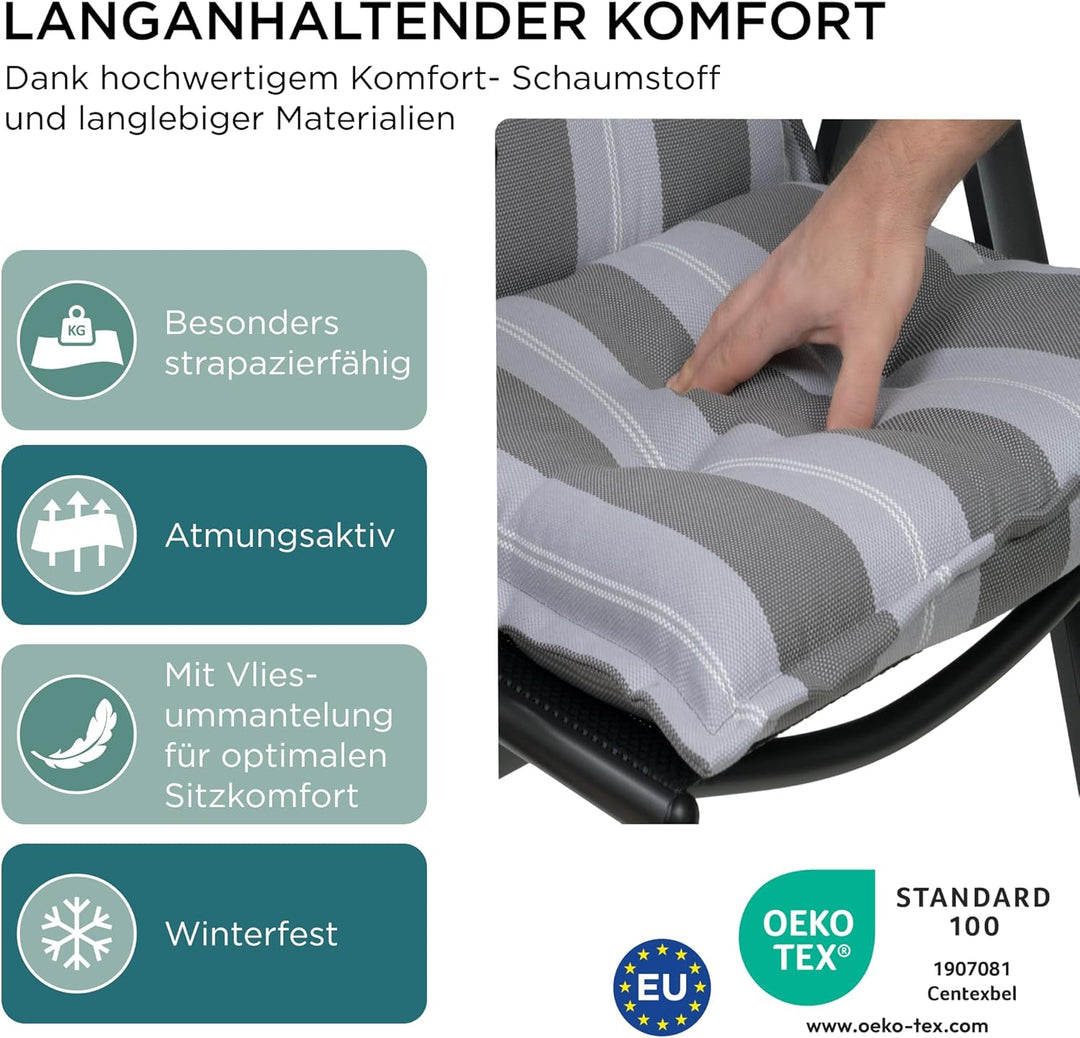 gardisun Gartenstuhlauflagen Hochlehner mit Kopfteil I Extra Dicke Sitzauflagen I Made in EU Polster