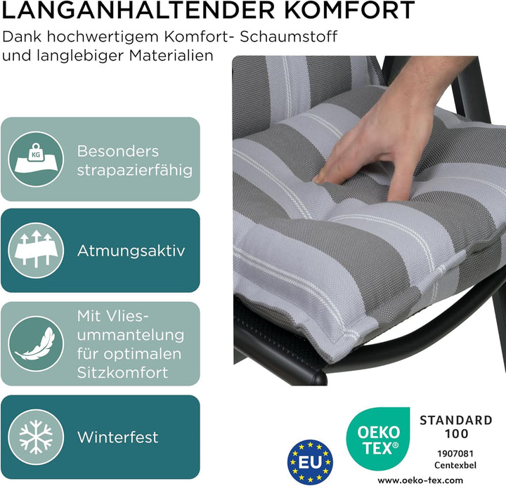 gardisun Gartenstuhlauflagen Hochlehner mit Kopfteil I Extra Dicke Sitzauflagen I Made in EU Polster