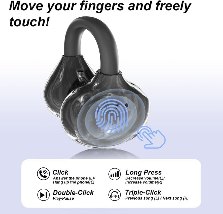 Clip-on Open-Ear Bluetooth-Kopfhörer Wireless,Bluetooth 6.0,60 Stunden Ultra-Lange Akkulaufzeit,Komf