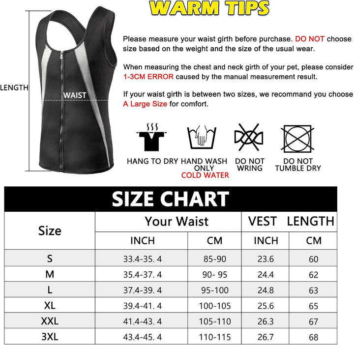 FEimaX Herren Sauna Schweiss Weste Taille Trainer Fitness Abnehmen Shapewear Trainingsanzug Schwitzw