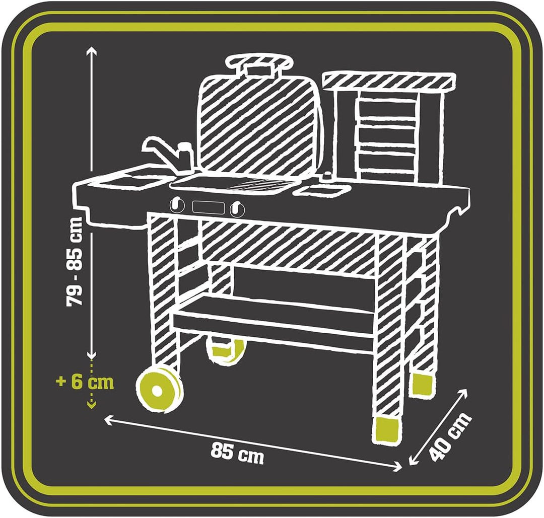 Smoby - Outdoor Gartenspielküche - inklusive Grill, Spülbecken mit Wasserpumpfunktion und vielen Zub