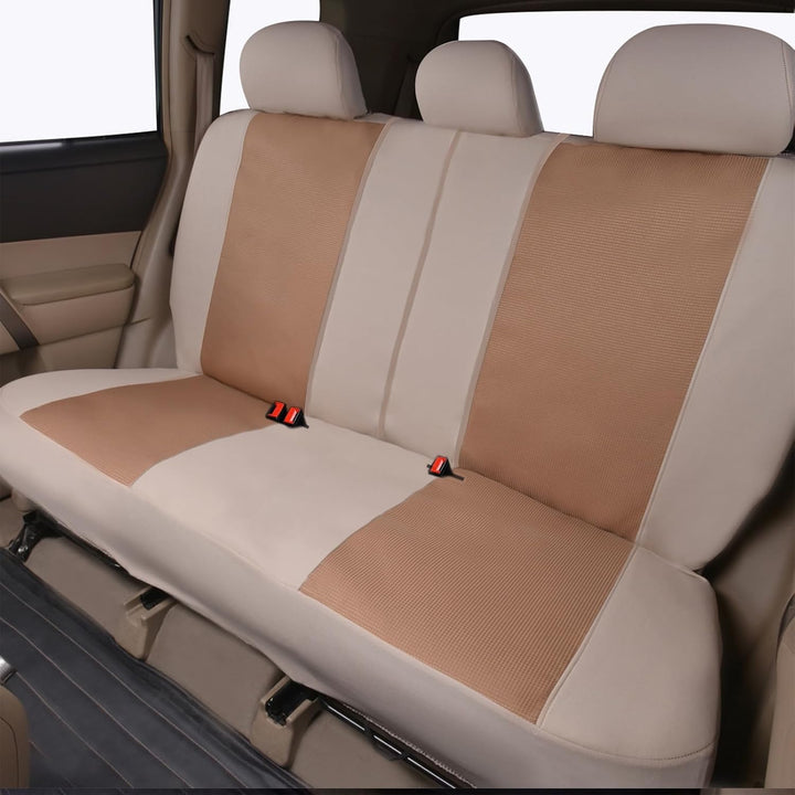 FlyingBanner Maschen und Jacquard Universal für Auto Sitzbezüge Mit Seitenairbags (Beige) Full Set -