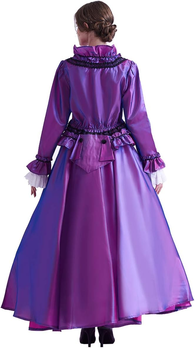 GRACEART Damen Gothic Viktorianisches Kleid Renaissance Maxi Kostüm (S, Lila) S Lila, S Lila