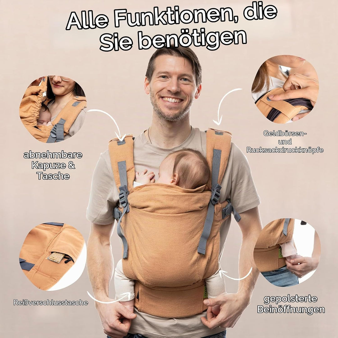 Boba X Babytrage Neugeborene ab Geburt (3-20 kg) - Hüftfreundliche Baby- &amp; Kindertrage mit verstellb