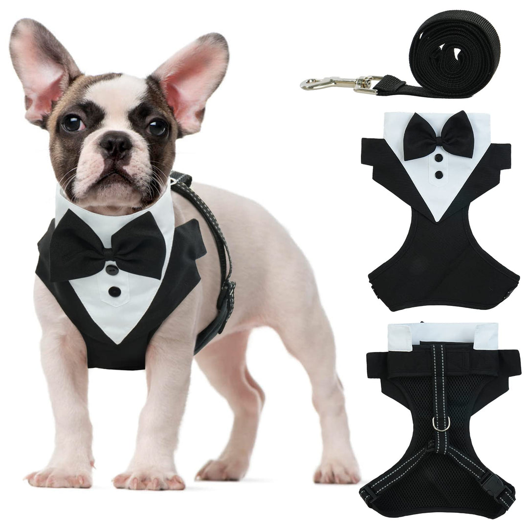 Smokinggeschirr, kein Ziehen, Smoking-Weste mit Leine, verstellbares Hunde-Hochzeitskostüm, Anzug mi