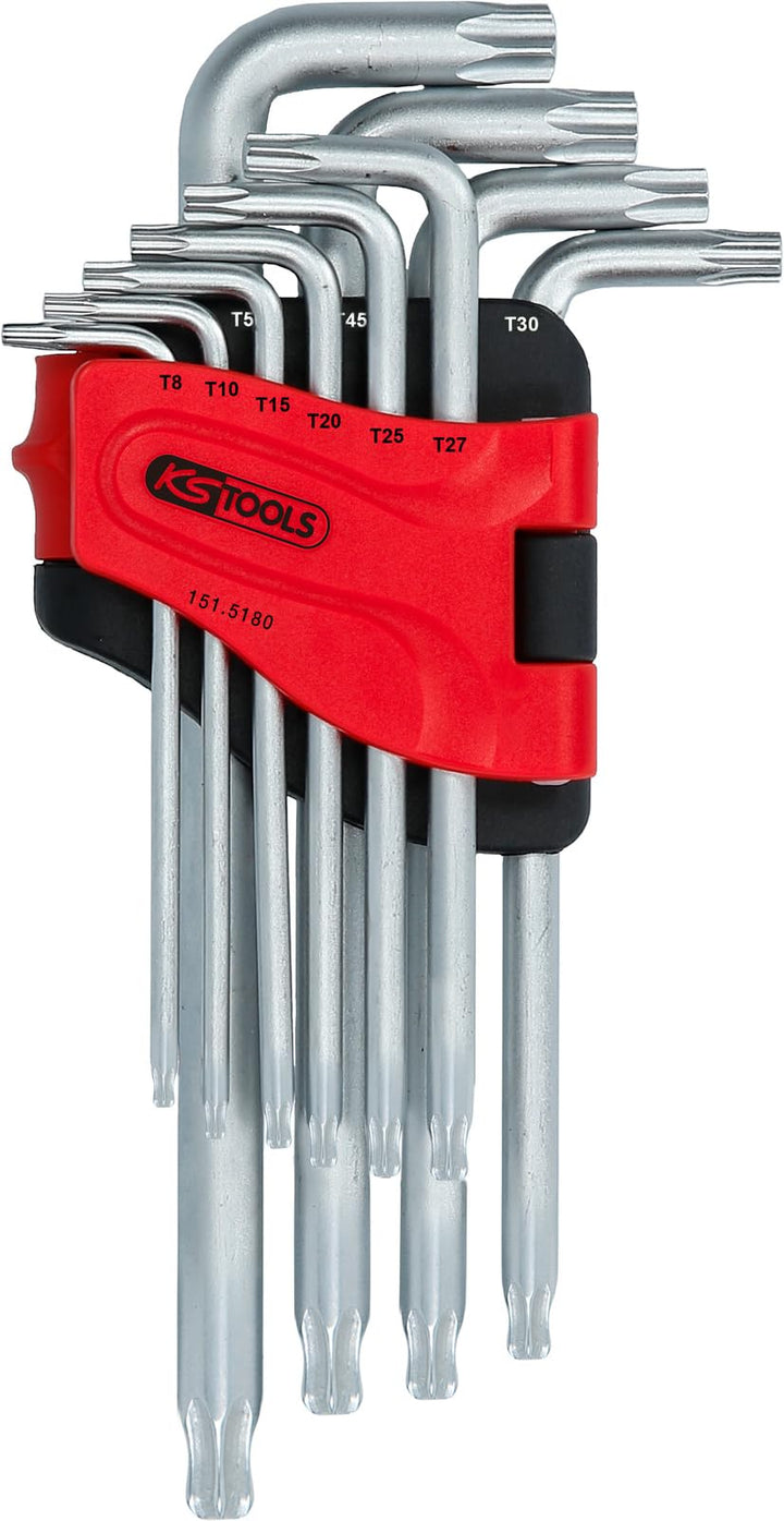 KS Tools 151.5180 Torx-Kugelkopf-Winkelstiftschlüssel-Satz, lang, 10-tlg.