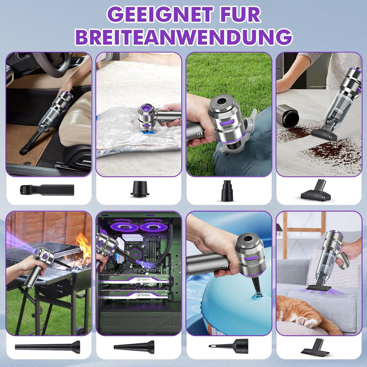 3-in-1 Handstaubsauger Akku,Auto Staubsauger Stark,18000PA Handstaubsauger Kabellos,3-Gang 200000 U/