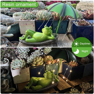 Umikk Frosch Figuren Draussen Deko Solar Garten Figuren Ornament mit Solar, Wasserdicht Lustige Fros