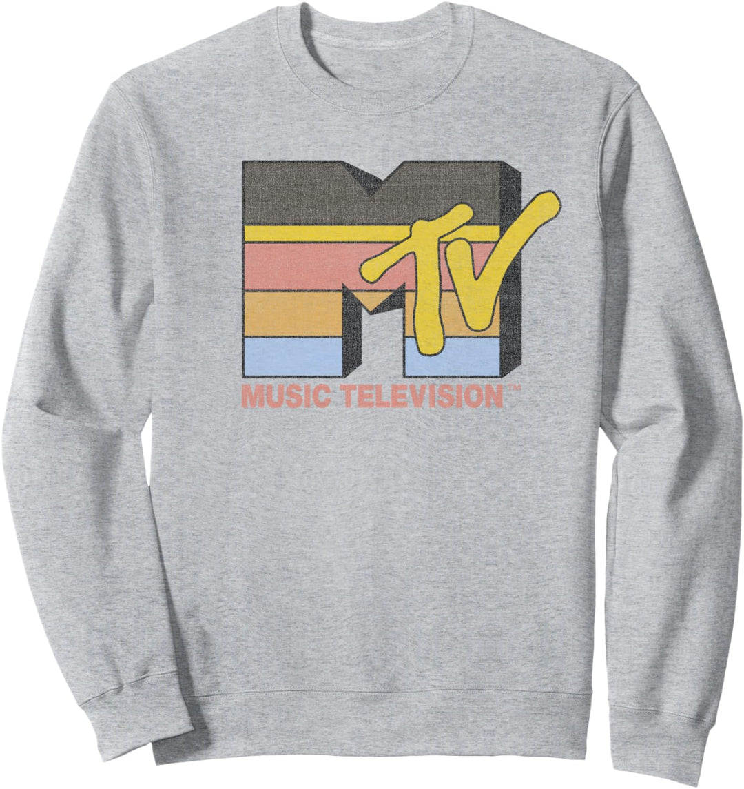 MTV Retro Striped Bold Logo Sweatshirt