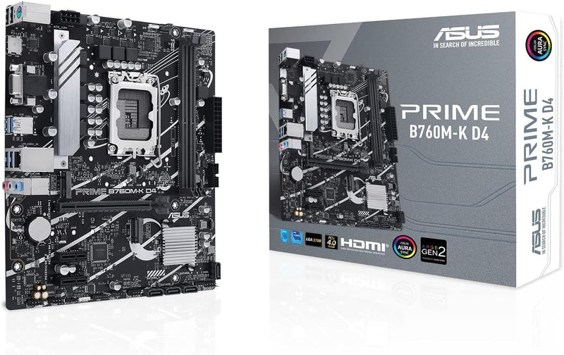 ASUS Prime B760M-K Gaming Mainboard Sockel Intel LGA 1700 (Intel B760, mATX, DDR5 Speicher, 2X PCIe