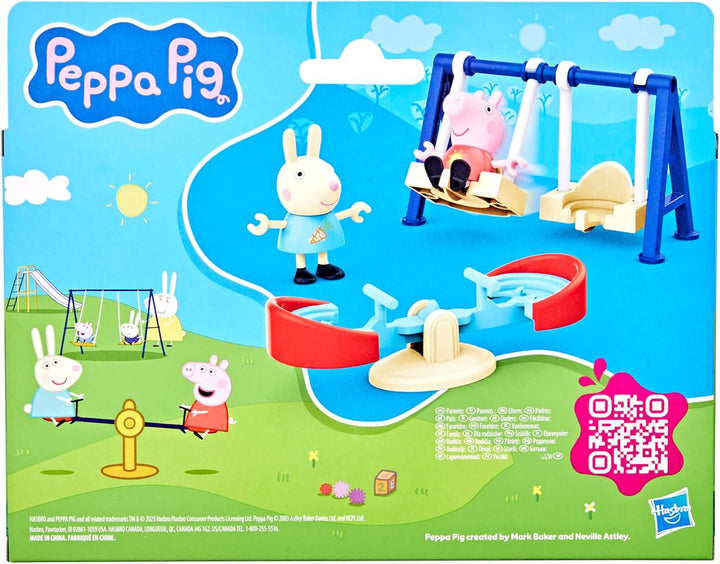 Peppa Pig Peppa auf dem Spielplatz Spielzeug Set mit 2 Figuren und lustigem Zubehör wie Schaukel und