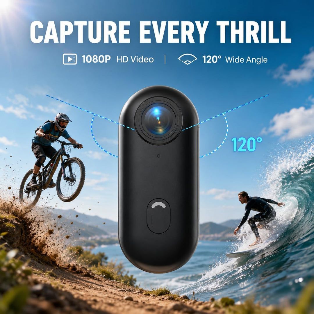 Winnes Mini Action Cam 1080P WiFi Mini Daumenkamera 120° Weitwinkel Objektiv,Thumb Sports Camera IP6