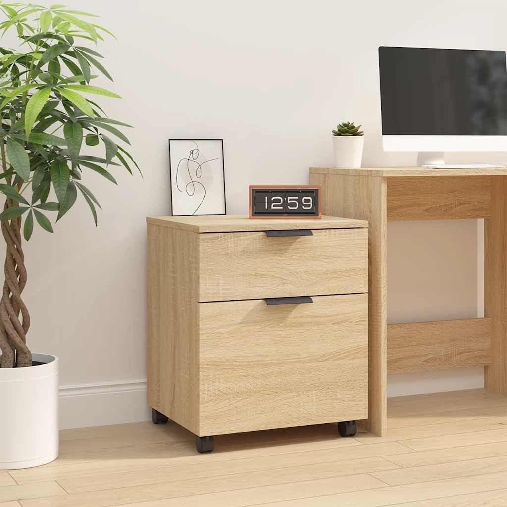 vidaXL Mobiler Aktenschrank mit Rollen Sonoma-Eiche 45x38x54 cm, Schreibtischschrank, Schreibtischor
