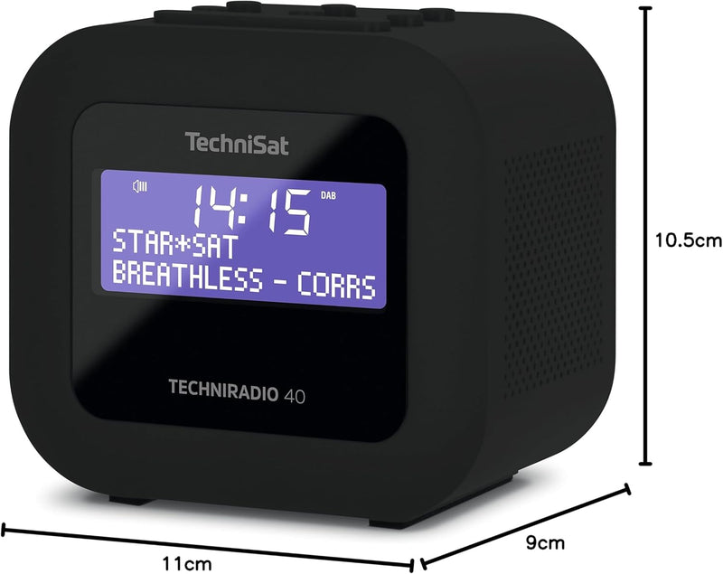 TechniSat TECHNIRADIO 40 - DAB+ Radiowecker (DAB, UKW, Wecker mit zwei einstellbaren Weckzeiten, Sle