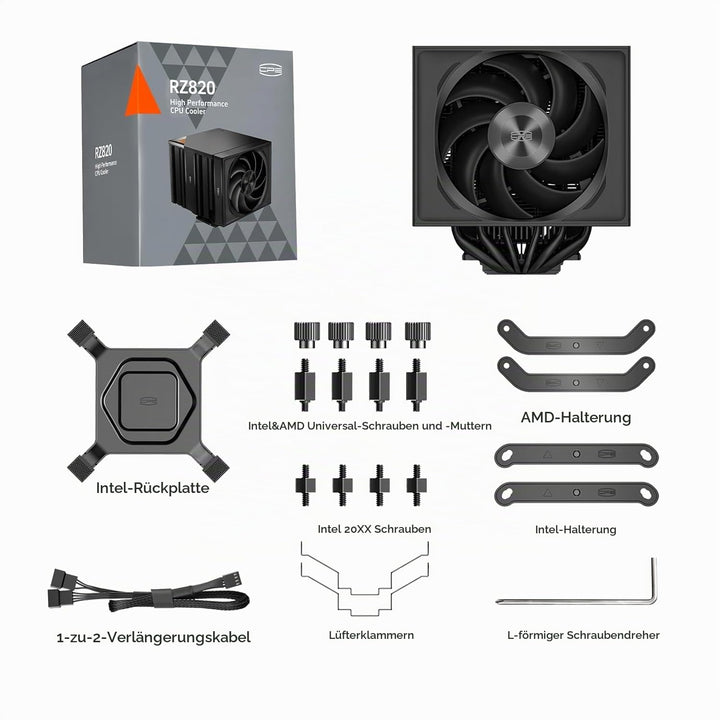 PCCOOLER CPS RZ820 CPU Kühler, 290W Dual Tower CPU-Luftkühler, 8 Heatpipes CPU Kühlung mit drei Modi