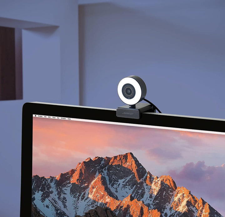 Somikon Webcam mit Licht: Full-HD-USB-Webcam mit LED-Ringlicht, Autofokus, Dual-Mikrofon, H.264 (Kam