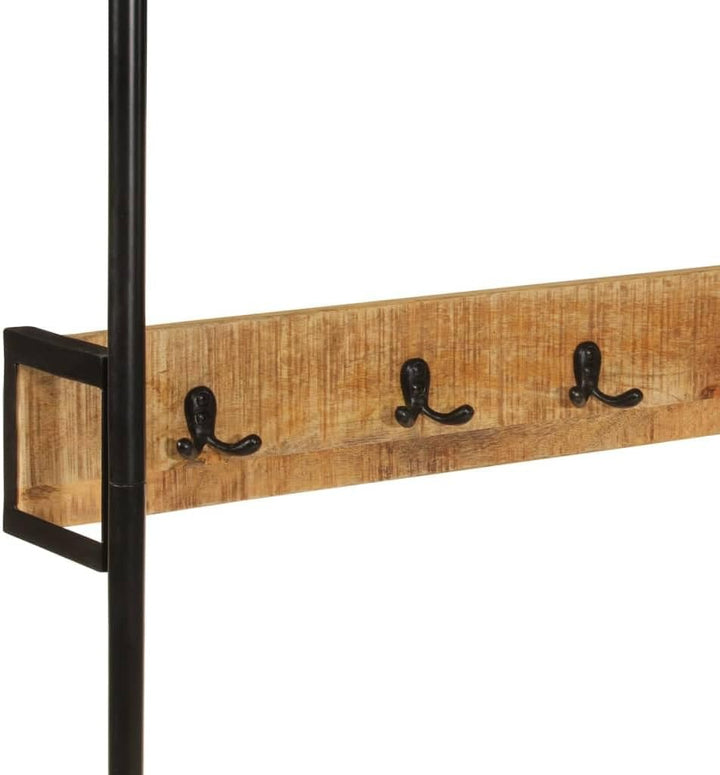 Hothingwell Kleiderständer, Mangoholz, 90 x 35 x 190 cm | Stabiler Eisenrahmen, 4 Doppelhaken, Kleid