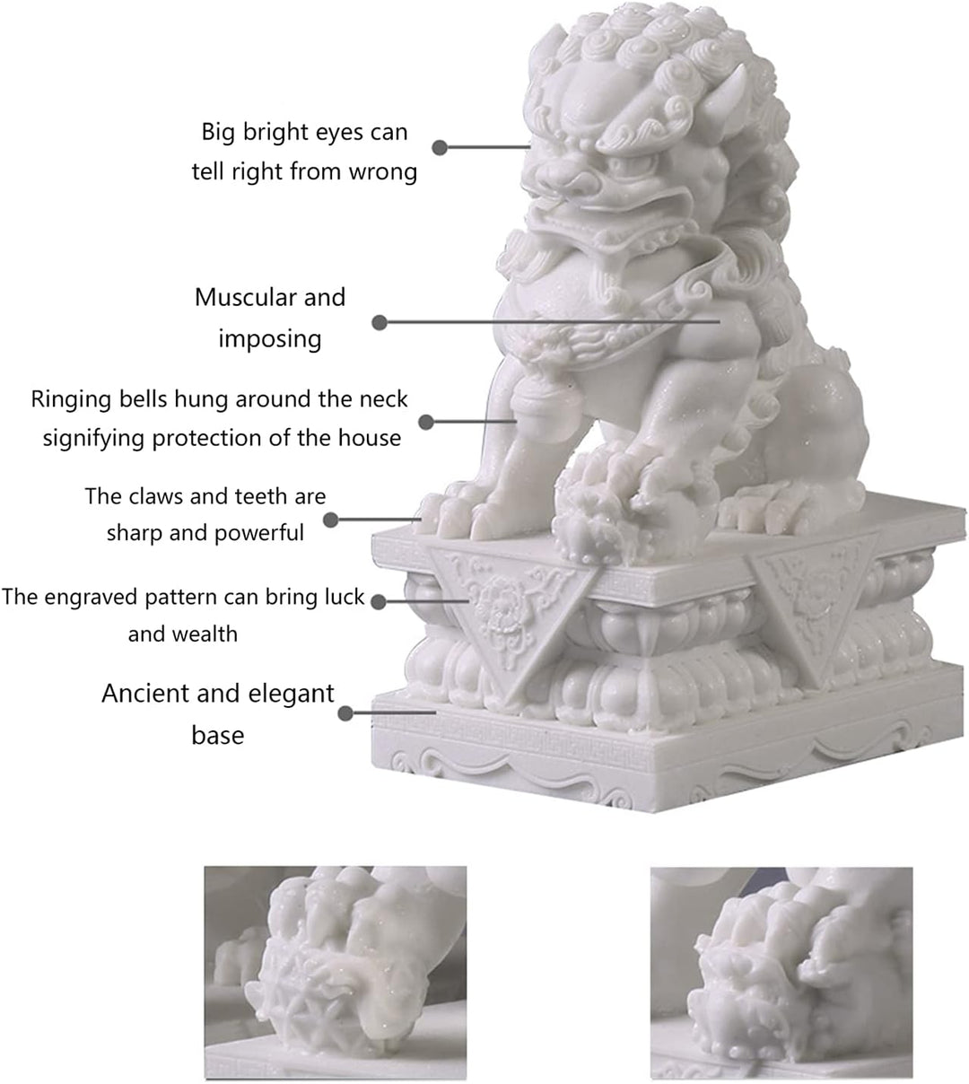 FOO Dogs Löwenstatue aus Stein,Feng Shui Schutzlöwe für Haustür, Garten & Aussendekoration, Asiatisc