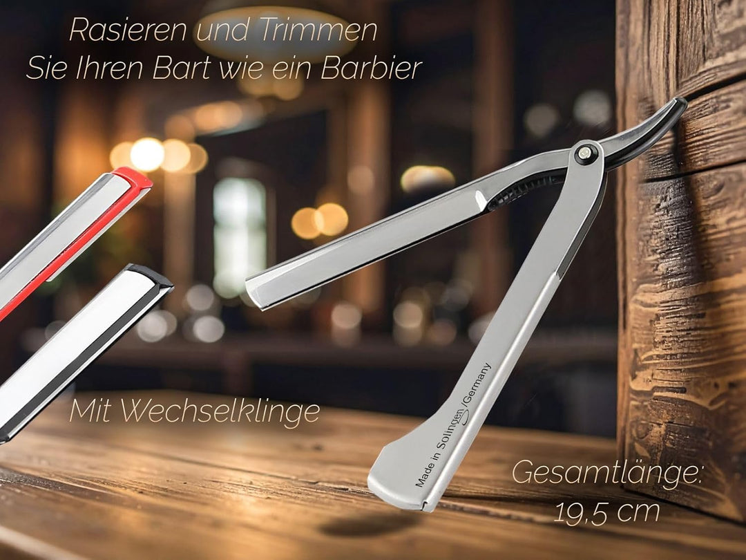 Solinger Rasiermesser Rasier-Set für Männer mit Wechselklingen Made in Germany Bartpflege Messer mit