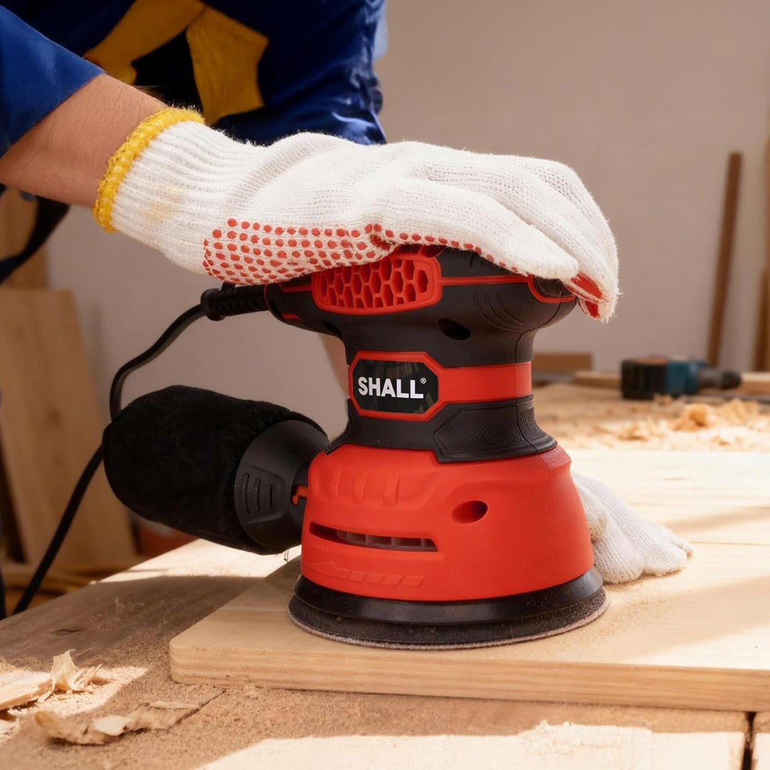 SHALL Exzenterschleifer 350W, mit 30 Schleifpapieren, 6 variable Geschwindigkeiten 13000 U/min, 125M