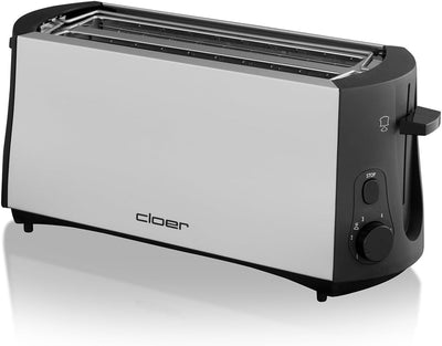 Cloer 3710 Langschlitztoaster für 4 Toastscheiben / 1380 W / integrierter Brötchenaufsatz / Nachhebe