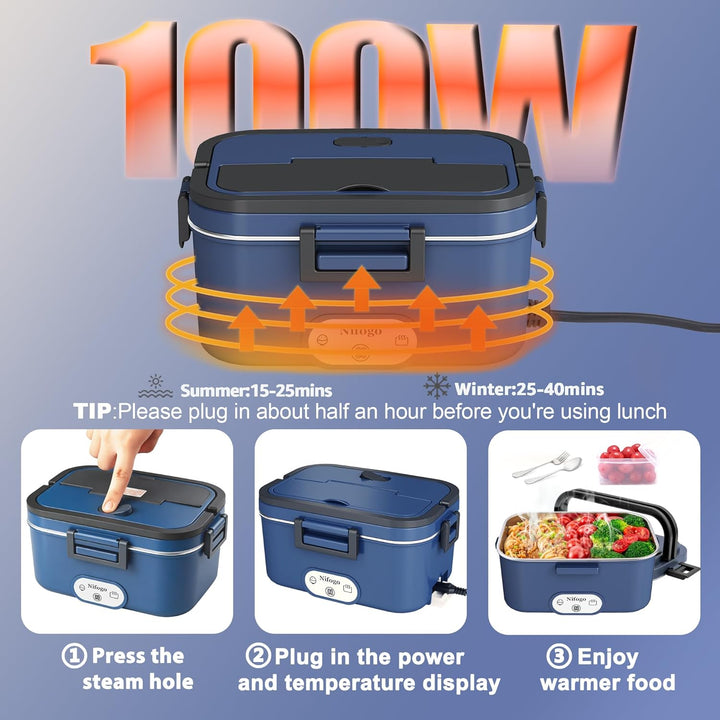 Nifogo Elektrische Lunchbox 100W für Auto/Lkw/Büro Beheizbare Lunchbox 12V/24V/230V Electric Lunch B