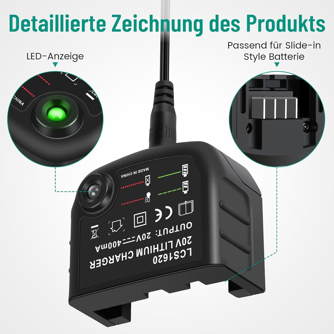 18V/20V Ladegerät Kompatibel mit Black & Decker, ASUNCELL Akku Schnellladegerat für Black & Decker B