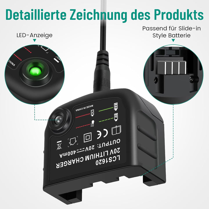 18V/20V Ladegerät Kompatibel mit Black & Decker, ASUNCELL Akku Schnellladegerat für Black & Decker B