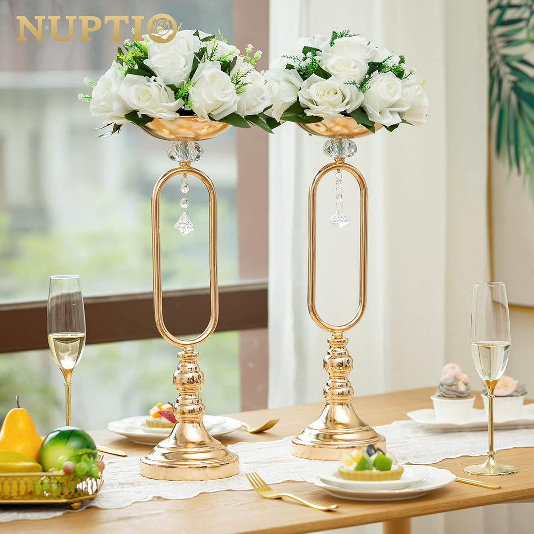 2 künstliche Blumen-Kugel-Arrangement-Blumenstrauss, 15 Köpfe, Kunststoff-Rosen mit Sockel, geeignet