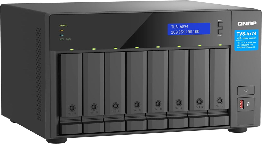 Qnap TVS-h874-i5-32G |Intel Core i5 Prozessor, 32 GB RAM, PCIe Gen 4, Schwarz, 8 Bay 8-bay 32GB RAM,