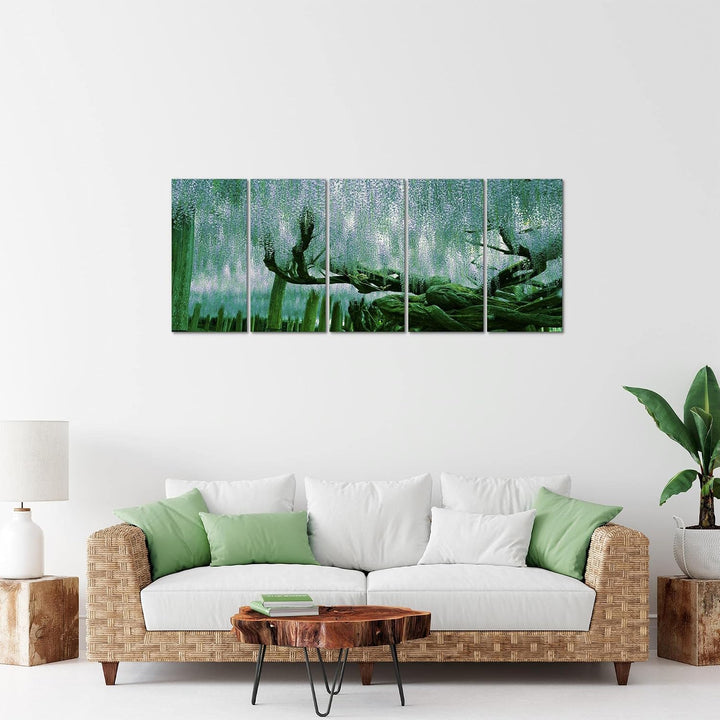 Runa Art Bild Wald Landschaft Wandbilder auf Vlies Leinwand 5 Teilig Wanddekoration Schlafzimmer Woh