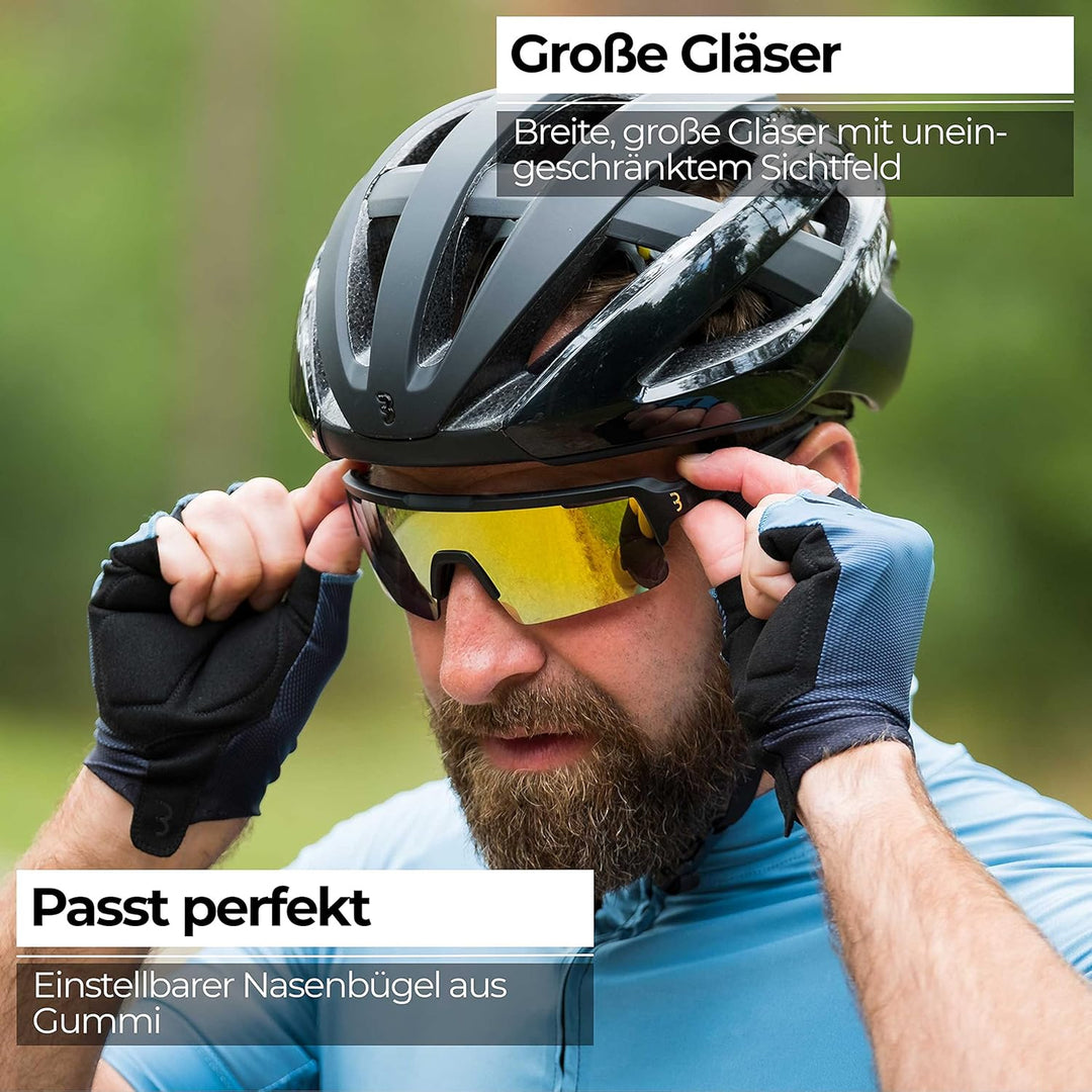 BBB Cycling Unisex-Adult Fahrrad Sportbrille Modernes Grosses Glas Grilamid MTB Rennrad Kies Damen u