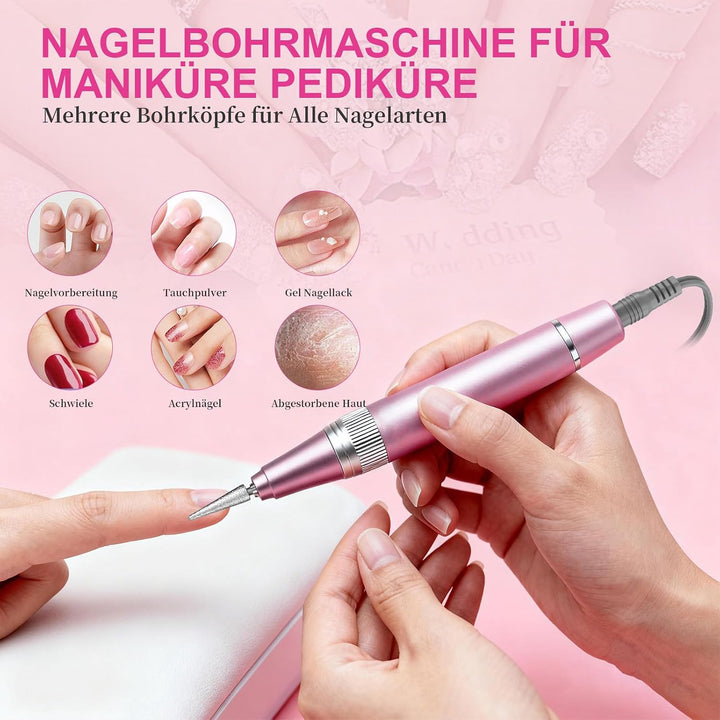 Elektrische Nagelfräser 45000 U/min，Wiederaufladbare Professionelle Elektrische Nagelfeile 4000mAh U