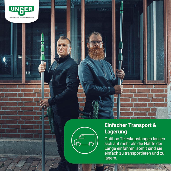 Unger OptiLoc Teleskopstange 4,50 cm (kompatibel Fensterreinigungswerkzeugen, ergonomischer Griff, A