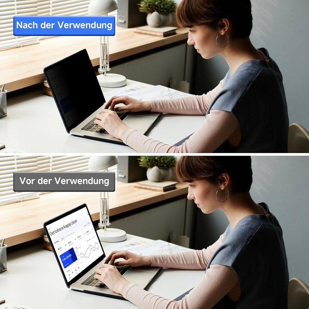 ZOEGAA Sichtschutzfolie Laptop 14 Zoll 16:9,Anti Blaulicht Blendschutz Sichtschutz Laptop 14 Zoll, A