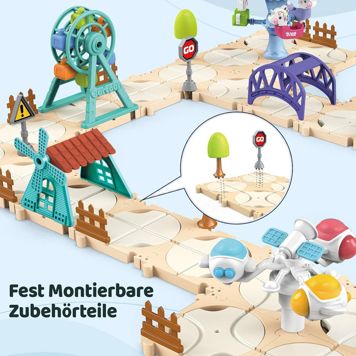Logischer Strassenbauer, Kinderspielzeug Brettspiele mit Wagen, 32 Puzzleteilen Kreatives Autobahn S