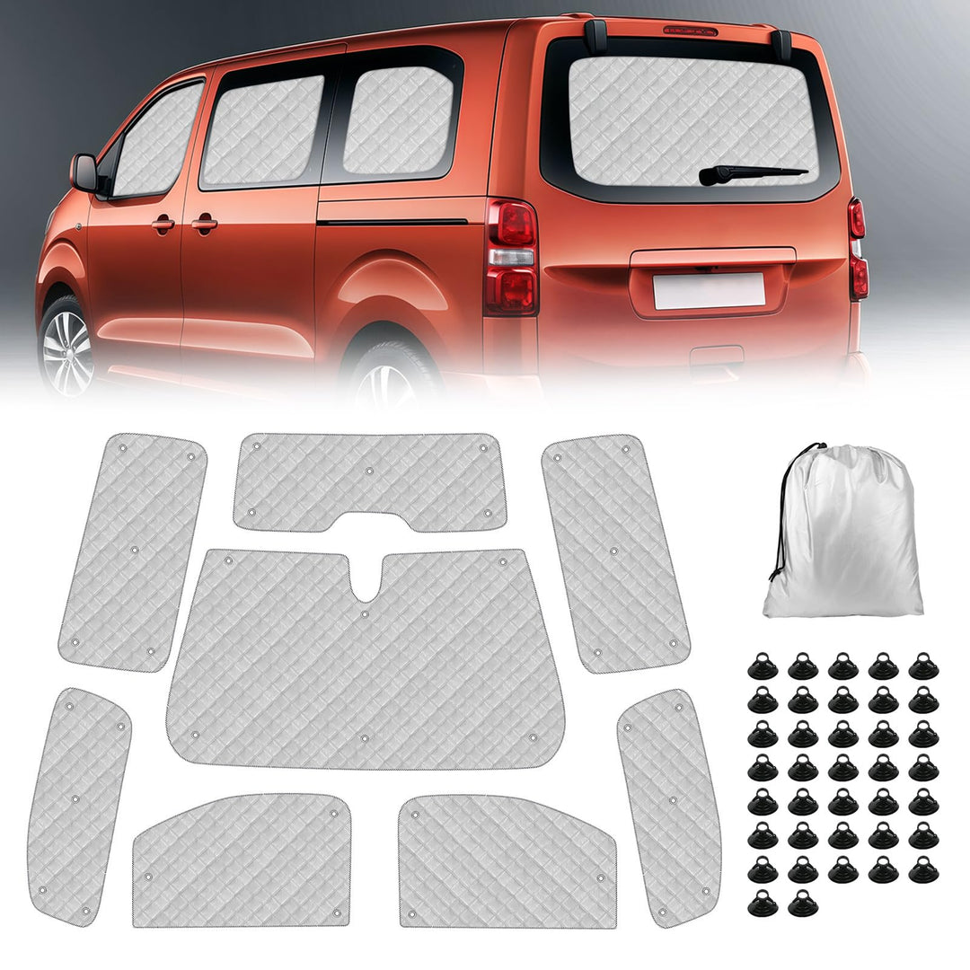 Thermomatte Fahrerhaus Innen Kompatibel mit 2017-2026 Citroen Dispatch, 8PCS LWB Faltbare Sonnenschu